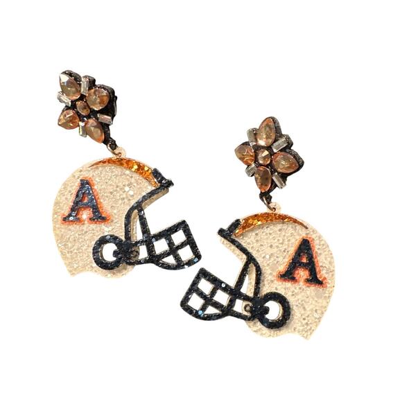Football Team Glitter Helmet Earrings/Autumn Tigers/Gift for Her/Gameday Gift - Picture 1 of 2